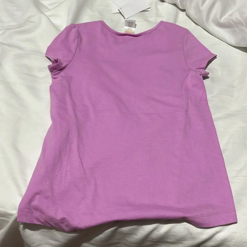 Gymboree xs 4 orchid short sleeve hi low hemline flip sequin lol/omg saying nwt